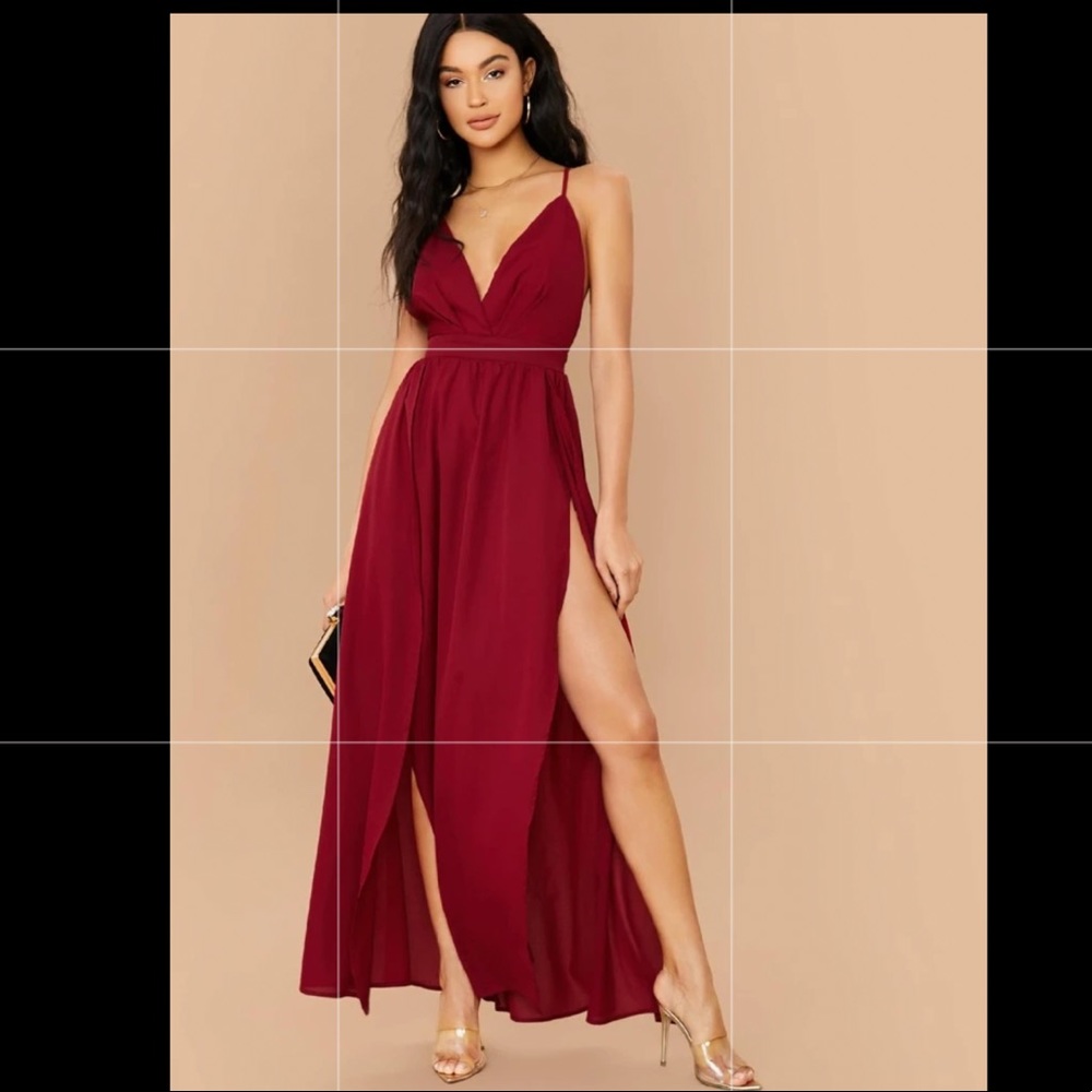 Red Maxi Dress with Slits